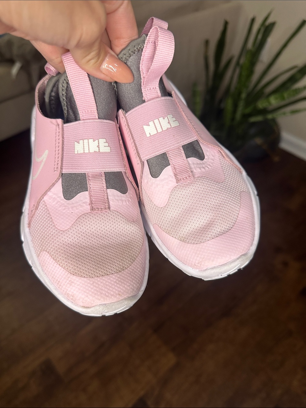 Nike Kids Pink and Gray Slip-On Sneakers